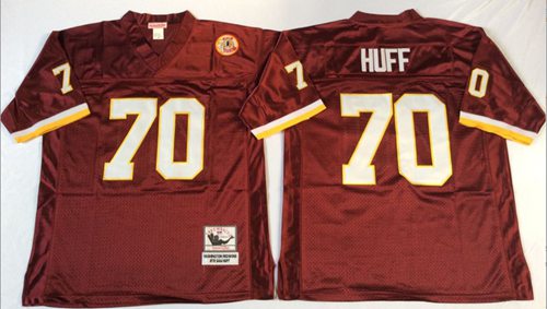 Mitchell And Ness Redskins #70 Sam Huff Red Throwback Stitched NFL Jersey - Click Image to Close
